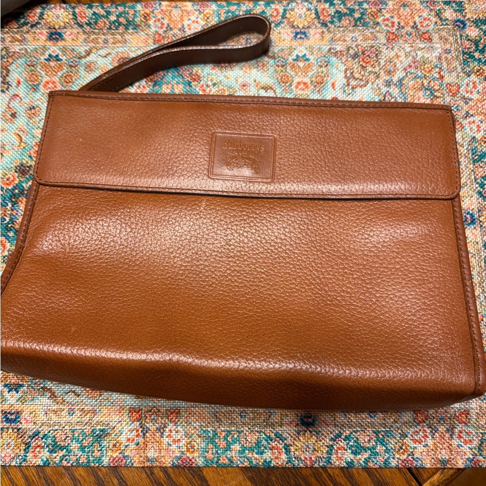 Burberry Brown Leather Wristlet Clutch